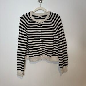 Universal Thread Black and Cream Striped Button Cardigan